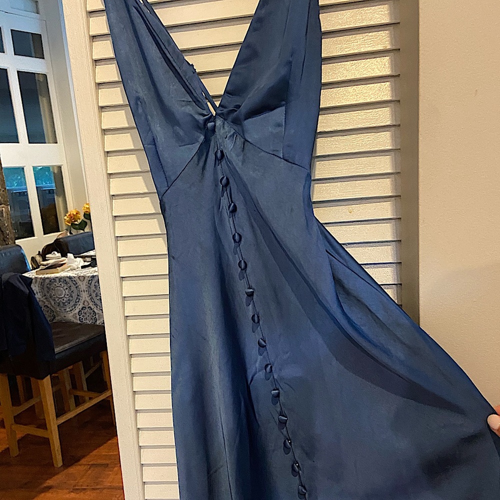Very unique blue color dress worn only once to a wedding (brand: Hello Molly)